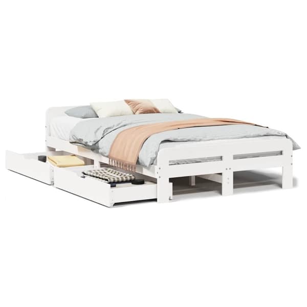 vidaXL Sengeramme uten madrass hvit 135x190 cm heltre furu