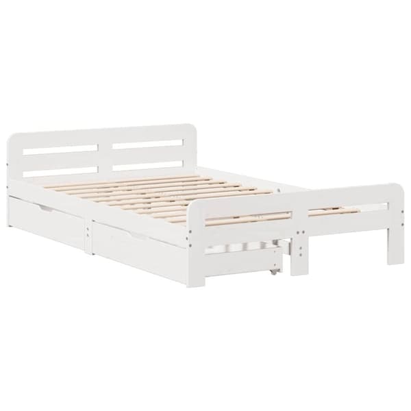 vidaXL Sengeramme uten madrass hvit 135x190 cm heltre furu
