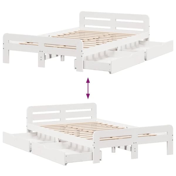 vidaXL Sengeramme uten madrass hvit 135x190 cm heltre furu