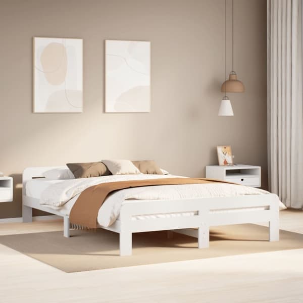 vidaXL Sengeramme uten madrass hvit 140x200 cm heltre furu