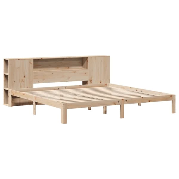 vidaXL Sänky kirjahyllyllä ilman patjaa 200x200 cm täysi mänty