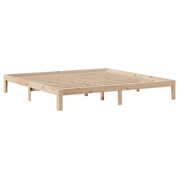 vidaXL Sänky kirjahyllyllä ilman patjaa 200x200 cm täysi mänty