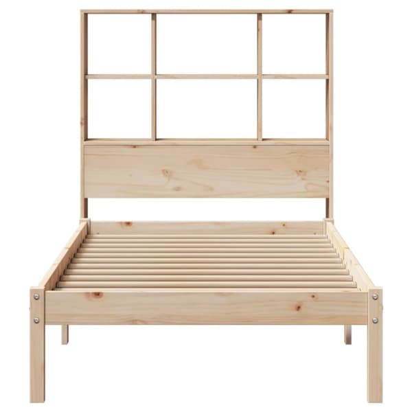 vidaXL Säng med bokhylla utan madrass 90x190cm massiv furu