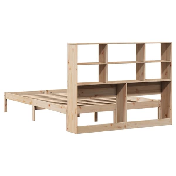 vidaXL Seng med bokhylle uten madrass 120x200 cm heltre furu