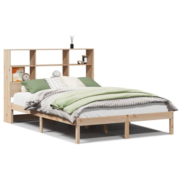 vidaXL Seng med bokhylle uten madrass 120x200 cm heltre furu