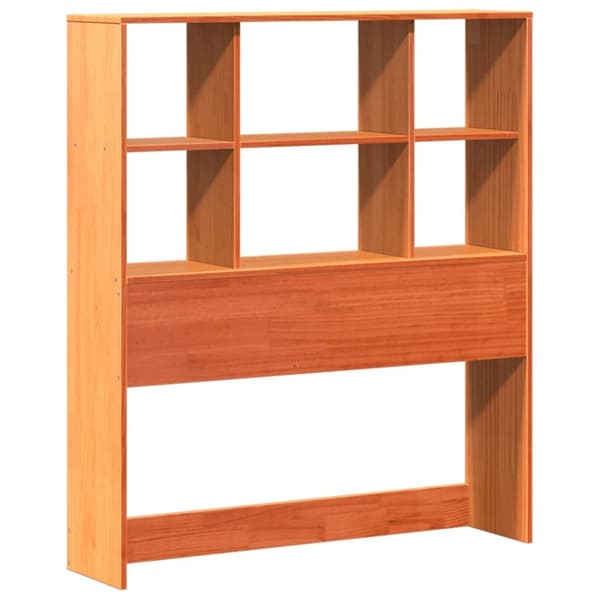 vidaXL Seng med bokhylle uten madrass voksbrun 90x190 cm heltre furu
