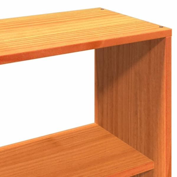vidaXL Seng med bokhylle uten madrass voksbrun 90x190 cm heltre furu