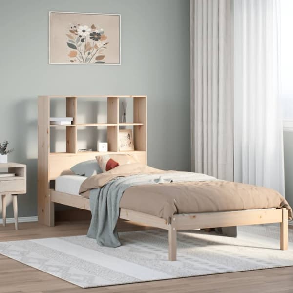 vidaXL seng med reol uden madras 75x190 cm massivt fyrretræ