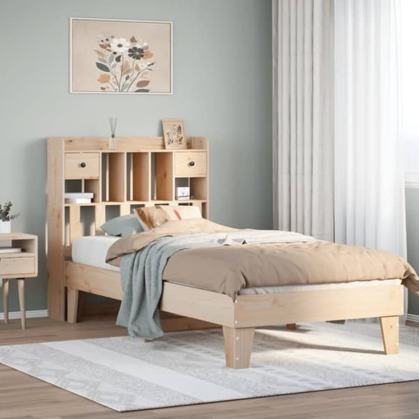 vidaXL sengeramme uden madras 75x190 cm massivt fyrretræ