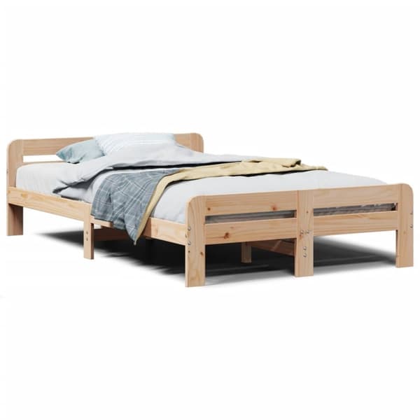 vidaXL Sengeramme uten madrass hvit 135x190 cm heltre furu