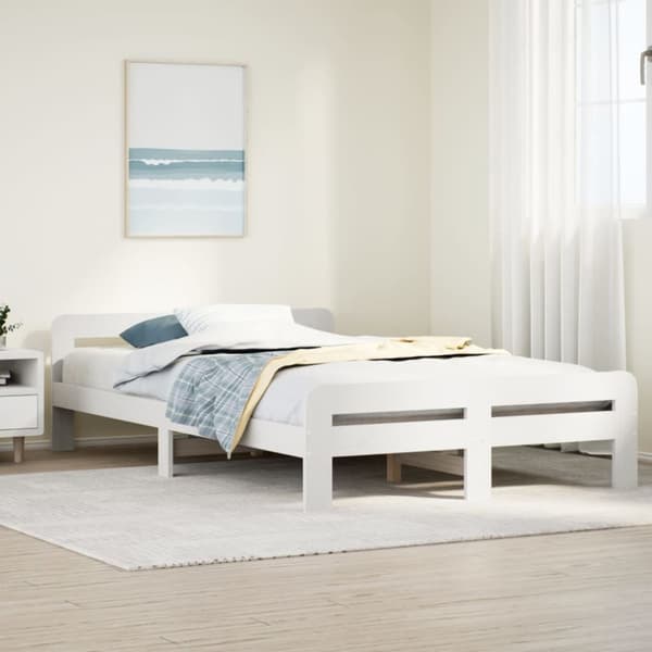 vidaXL Sengeramme uten madrass hvit 120x200 cm heltre furu