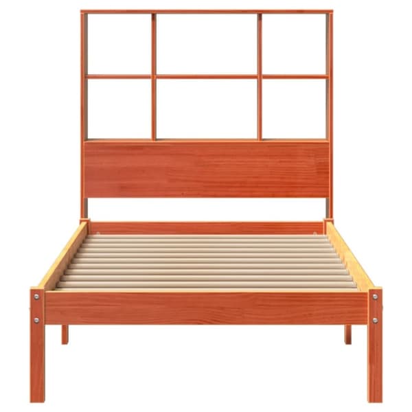 vidaXL Sänky/kirjahylly ilman patjaa vahanruskea 75x190 cm täysi mänty