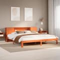Miniatyrbilde 2 av 11: vidaXL Seng med bokhylle uten madrass voksbrun 180x200 cm heltre furu