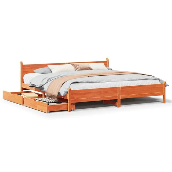 vidaXL sengeramme uden madras 180x200 cm massivt fyrretræ gyldenbrun