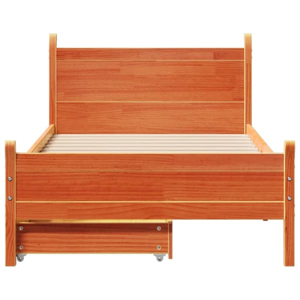 vidaXL Sengeramme uten madrass voksbrun 90x190 cm heltre furu