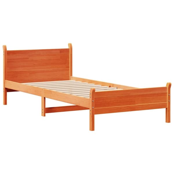 vidaXL Sengeramme uten madrass voksbrun 90x190 cm heltre furu