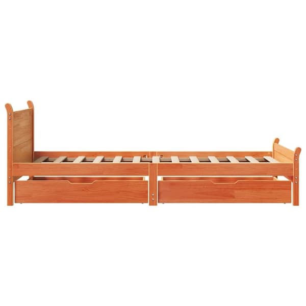 vidaXL Sengeramme uten madrass voksbrun 90x190 cm heltre furu