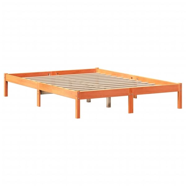 vidaXL Seng med bokhylle uten madrass voksbrun 160x200 cm heltre furu
