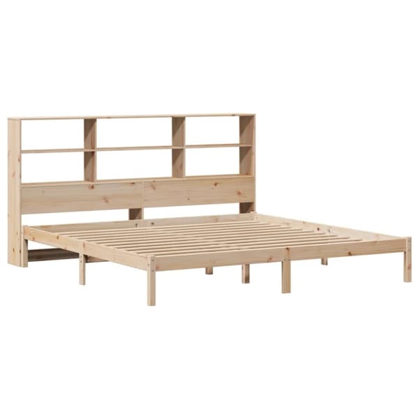 vidaXL Seng med bokhylle uten madrass 200x200 cm heltre furu