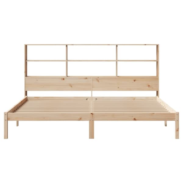 vidaXL Seng med bokhylle uten madrass 200x200 cm heltre furu
