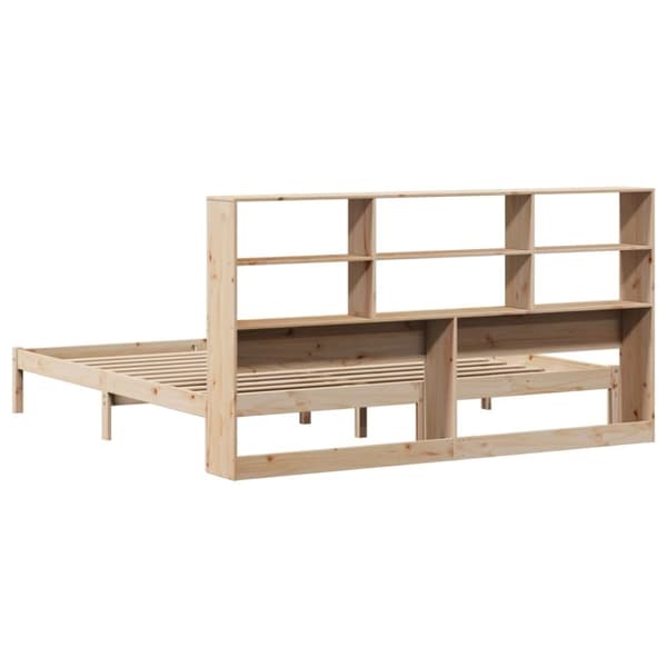 vidaXL Seng med bokhylle uten madrass 200x200 cm heltre furu