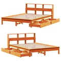 Miniatyrbilde 10 av 11: vidaXL Seng med bokhylle uten madrass voksbrun 120x190 cm heltre furu