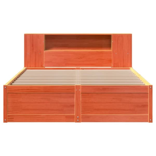 vidaXL Sängynrunko ilman patjaa vahanruskea 135x190 cm täysi mänty