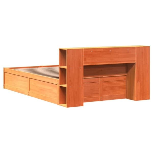 vidaXL Sängynrunko ilman patjaa vahanruskea 135x190 cm täysi mänty