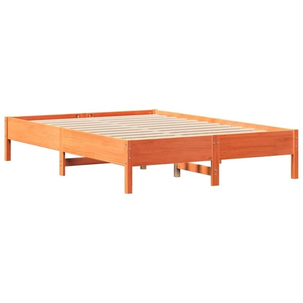 vidaXL Seng med bokhylle uten madrass voksbrun 120x190 cm heltre furu