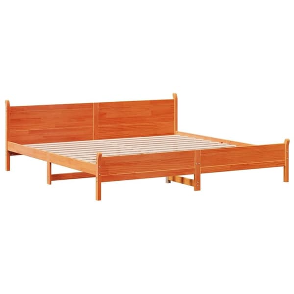 vidaXL Sengeramme uten madrass voksbrun 200x200 cm heltre furu