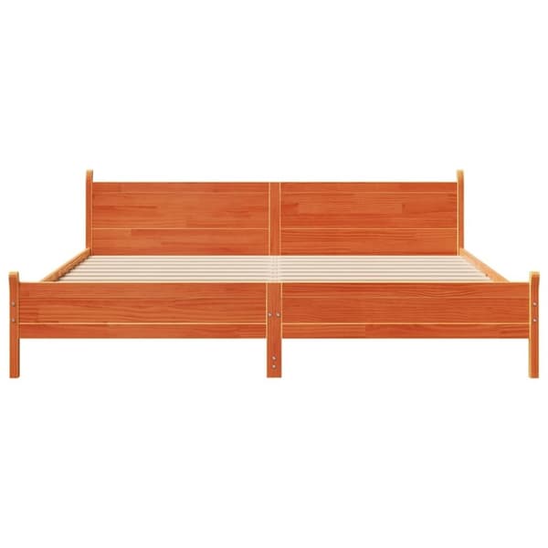 vidaXL Sengeramme uten madrass voksbrun 200x200 cm heltre furu