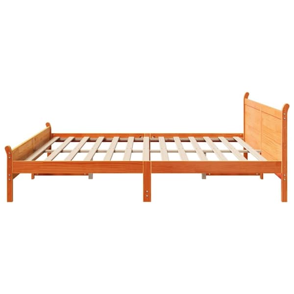vidaXL Sengeramme uten madrass voksbrun 200x200 cm heltre furu