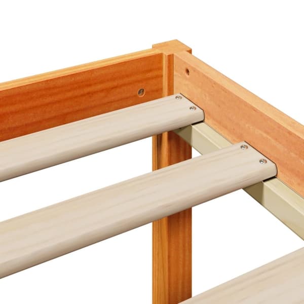 vidaXL Seng med bokhylle uten madrass voksbrun 150x200 cm heltre furu