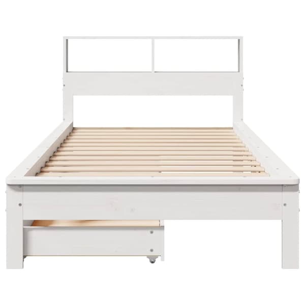 vidaXL Sänky kirjahyllyllä ei patjaa valkoinen 90x190 cm täysi mänty