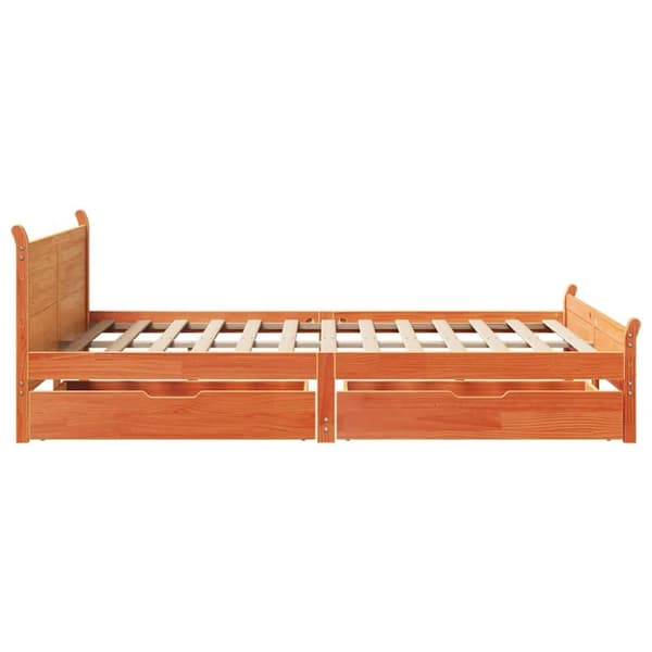 vidaXL Sänky ilman patjaa vahanruskea 120x200 cm täysi mänty
