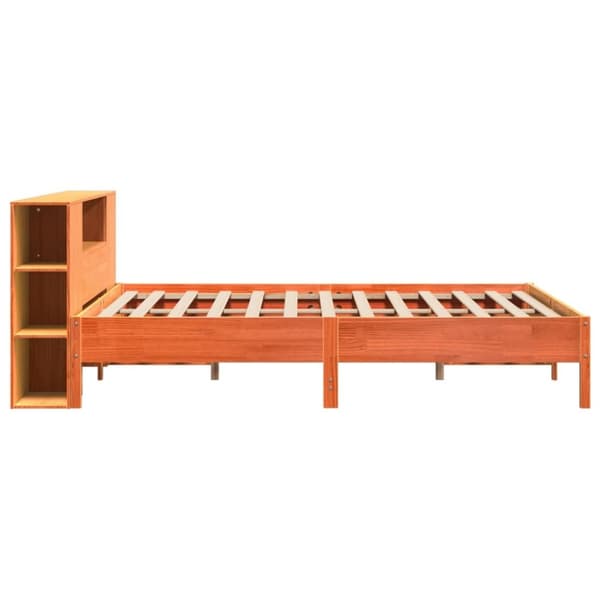 vidaXL seng med reol uden madras 200x200cm massivt fyrretræ gyldenbrun