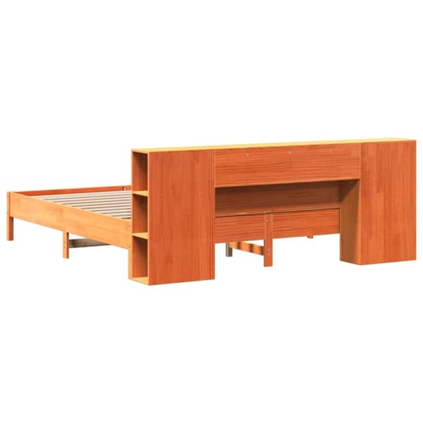 vidaXL seng med reol uden madras 200x200cm massivt fyrretræ gyldenbrun