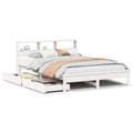 Miniatyrbilde 3 av 11: vidaXL Seng med bokhylle uten madrass hvit 135x190 cm heltre furu