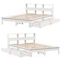 Miniatyrbilde 10 av 11: vidaXL Seng med bokhylle uten madrass hvit 135x190 cm heltre furu