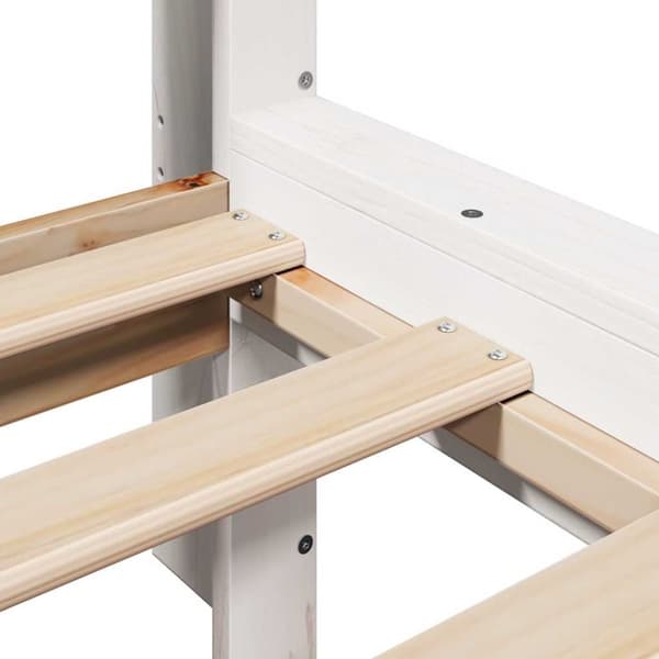 vidaXL Seng med bokhylle uten madrass hvit 135x190 cm heltre furu