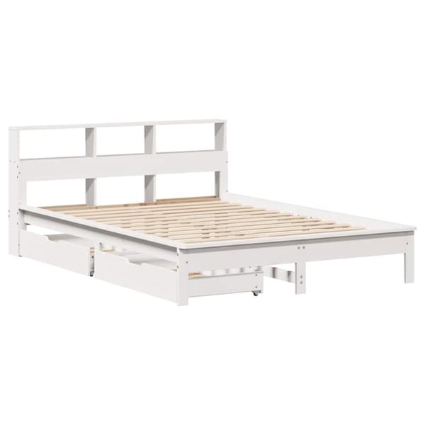 vidaXL seng med reol uden madras 140x190 cm massivt fyrretræ hvid