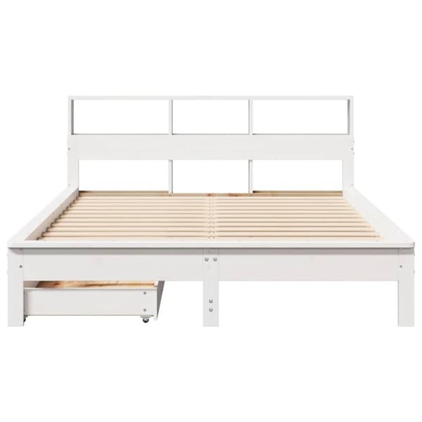 vidaXL seng med reol uden madras 140x190 cm massivt fyrretræ hvid