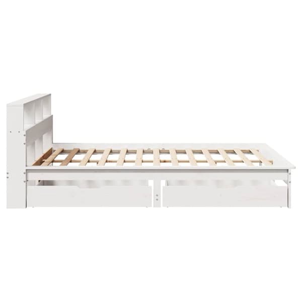 vidaXL seng med reol uden madras 140x190 cm massivt fyrretræ hvid