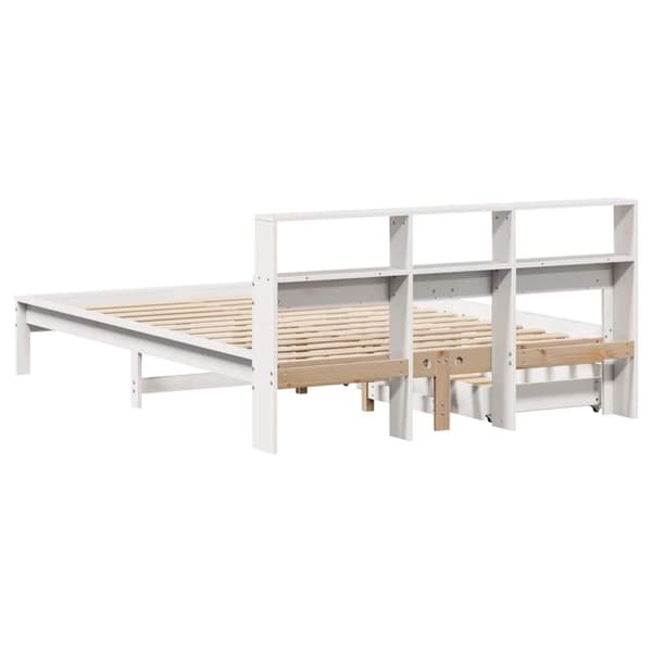 vidaXL seng med reol uden madras 140x190 cm massivt fyrretræ hvid