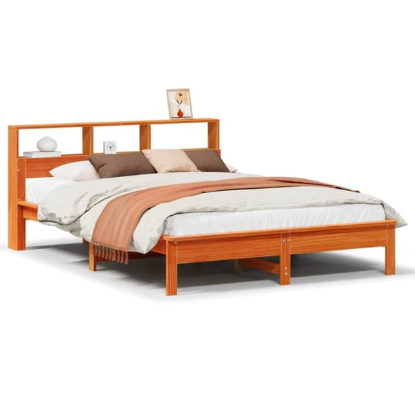 vidaXL sengeramme uden madras 135x190 cm massivt fyrretræ brun