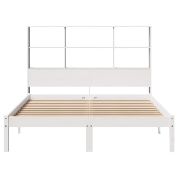 vidaXL Seng med bokhylle uten madrass hvit 140x200 cm heltre furu