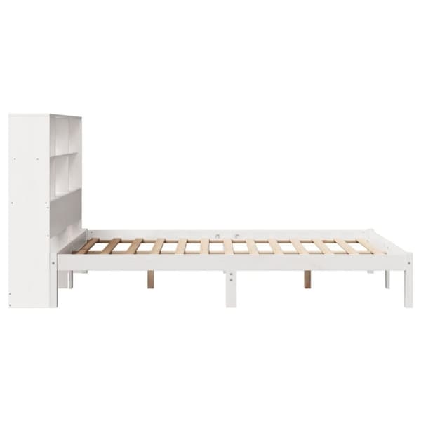 vidaXL Seng med bokhylle uten madrass hvit 140x200 cm heltre furu