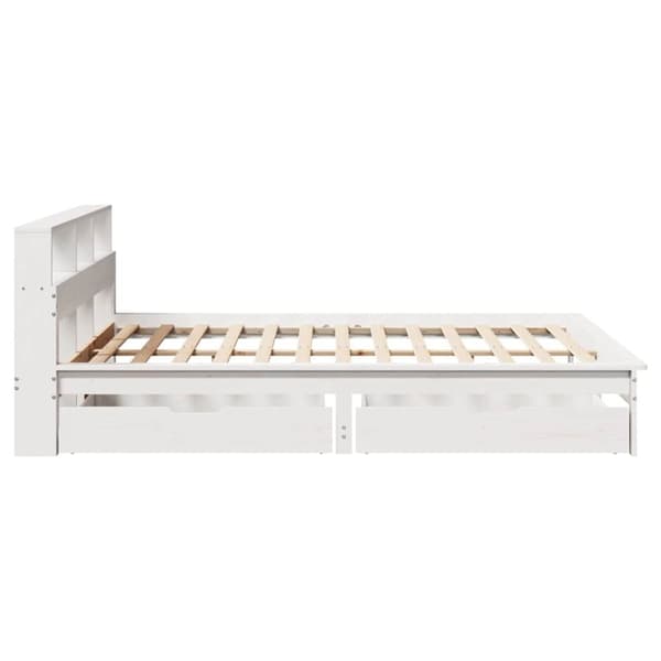 vidaXL Sänky kirjahyllyllä ei patjaa valkoinen 135x190 cm täysi mänty