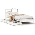 Miniatyrbilde 3 av 11: vidaXL Seng med bokhylle uten madrass hvit 75x190 cm heltre furu