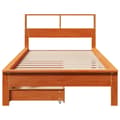 Miniatyrbilde 5 av 11: vidaXL Seng med bokhylle uten madrass voksbrun 90x200 cm heltre furu